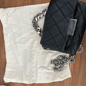 Stella McCartney Black Quilted Beckett Crossbody Bag small